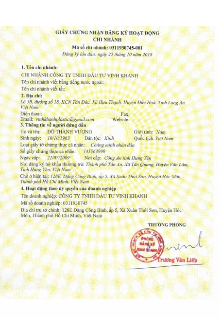 Công Ty TNHH Đầu Tư Vinh Khanh